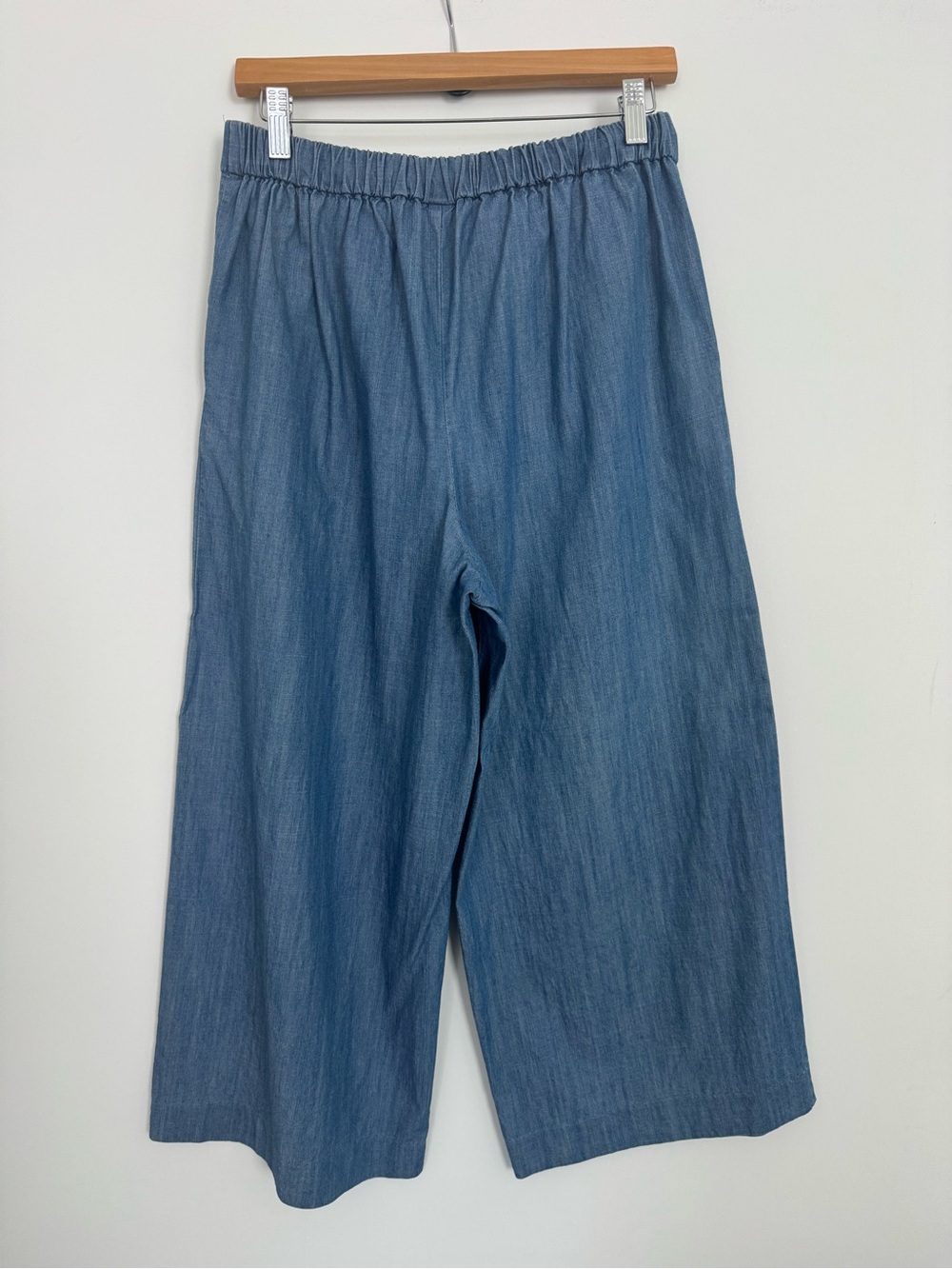 J.Crew High Waist Wide Leg Cropped Chambray Pants / Blue Pull On / 4 - Picture 4 of 5